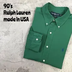90's 名作　好配色　ラルフローレン　USA製　アースカラー　ビックシャツ