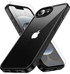 iPhone 16e ケース ブラック ガラスフィルム付き