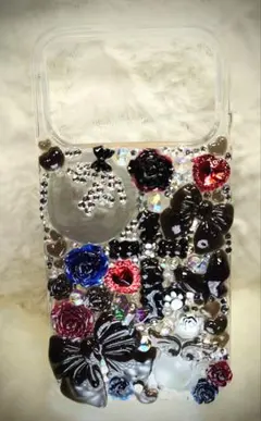 ハンドメイド iPhone17Proケース 花とリボン