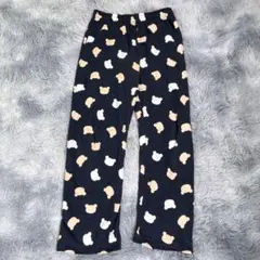 【M】スウェットパンツ　ルームパンツ　ブラック　クマ柄　ウエストゴム　秋冬