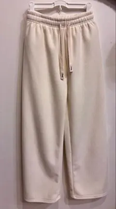 リブ ワイドパンツ アイボリー