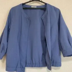 ノーカラージャケット Mサイズ ブルー