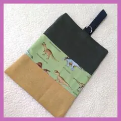 恐竜グリーン　上靴入れ　上履き入れ　シューズケース　ハンドメイド