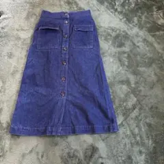 デニム ボタン付きロングスカート M