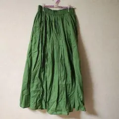 ゆ*ん様 coca　フリーサイズ　ロングスカート　フレアスカート　グリーン　緑