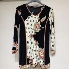 カンカン素材　レオナール ワンピース　上品　Lサイズ　花柄のサムネイル