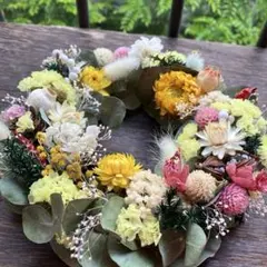 秋色紫陽花とバラのナチュラルホワイトリース - メルカリ