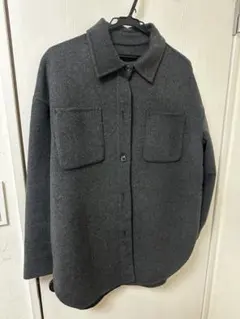 ウール混紡 オーバーサイズシャツジャケット グレー