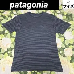 【値下げOK】patagonia ストライプ半袖Tシャツ S グレー、ネイビー