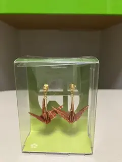 新品・未 折り紙 ピアス 折り鶴 赤 金 ゴールド WAMON 和