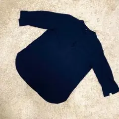 【良品】UNIQLO ユニクロ 七分袖シャツ ネイビー メンズ XL