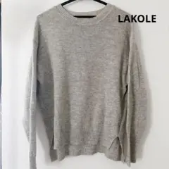 レディース　ウールシンプルニット　ラコレ　グレー