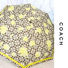 美品☆COACH シグネチャー コーチ フラワー 折りたたみ傘 ワンタッチのサムネイル