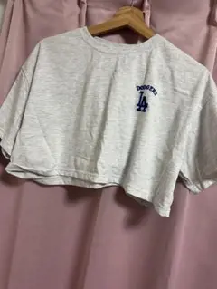MLB ドジャース クロップドTシャツ グレー