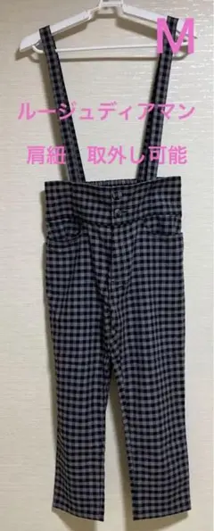 ルージュディアマン　チェック柄クロップドパンツ　グレー×ブラック　38サイズ