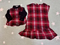 branshes ジャンバースカート120+長袖シャツ90 姉弟　リンクコーデ②