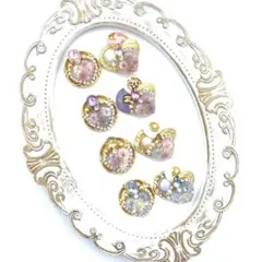 ❤ハートレジンと大きなビジューの華やかカボション❤