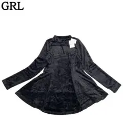 タグ付き新品★GRL グレイル シャギーニット ミニワンピース フレア 黒 L