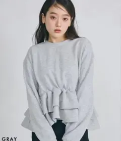 basementonline ポンチティアードフリルトップス グレーのサムネイル