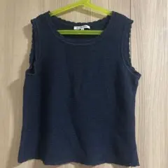 HANAEMORI ネイビー ノースリーブニット Mのサムネイル