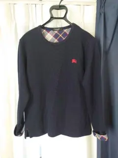 ★バーバリーブラックレーベル★長袖カットソーニット★ネイビー★訳あり