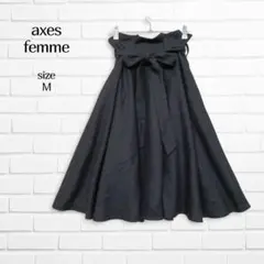 アクシーズファム ロングスカートフレアスカート 黒 M 発表会 冠婚葬祭 リボン