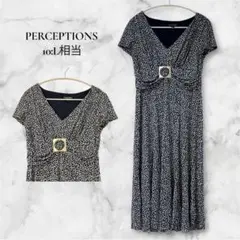 匿名配送✨️PERCEPTIONS【10:L相当】ネイビー花柄ワンピース 総柄
