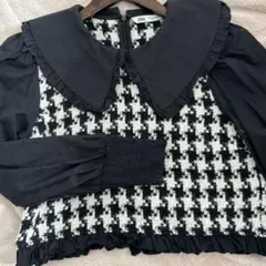 千鳥格子　ZARA フレンチガーリー　ブラウス　ツイード　長袖　冬