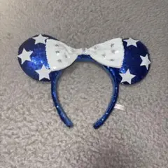 ディズニー カチューシャ ミニー 青 ドット 星柄 スパンコール