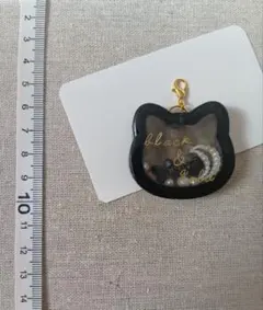 レジン シェイカー キーホルダー ハンドメイド 猫 ブラック ゴールド 韓国