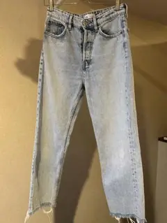 【美品】ZARA 36サイズ ストレートデニム ライトブルー ジーパン