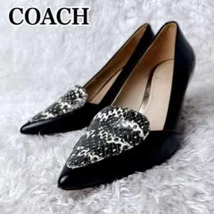 【極美品✨】COACH 黒 ポインテッドトゥ ハイヒール パイソンのサムネイル