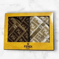 FENDI☆タオルハンカチ☆2枚セット☆ブラウン/ホワイト