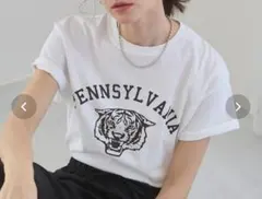 ANGIE＊GILDANカレッジロゴオーノバーサイズ プリ ントTシャツのサムネイル