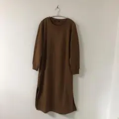 マタニティ裏起毛ワンピース授乳口付　S-M