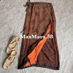 【極美品】マックスマーラ シルク100% ラップスカート 花柄 イタリア製 38のサムネイル