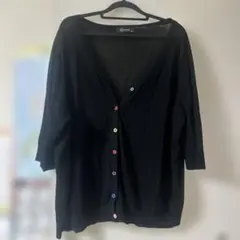 ROUJUANJIA カラフルボタン カーディガン ブラック 3XL