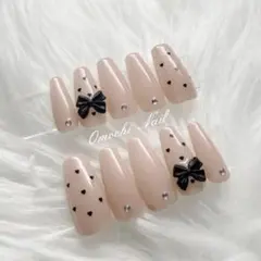 ネイルチップ ワンホン スナ系 量産型 韓国 ガーリー ドット サイズオーダー