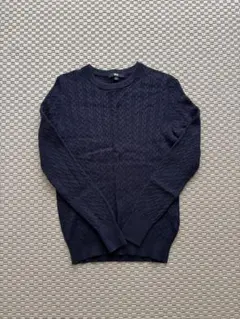 ユニクロ UNIQLO カシミヤネイビー ケーブルニット セーター M 冬