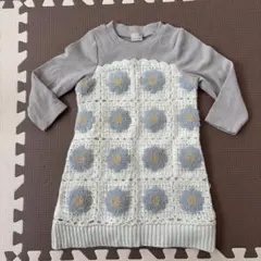 petit main 花柄ニットワンピース 90cm