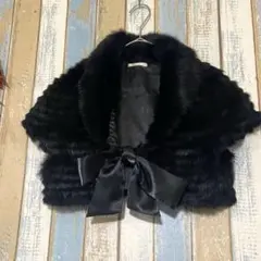 【Rue de B 】トップス　ボレロ　羽織り　ブラックファー風　カーディガン