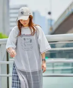 ニコアンド[Make Stuff '25] てぃらあみあみカラーワンピース