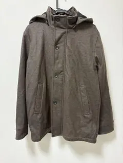 ikka フード付き ブラウン ダッフルコート L アウター メンズ