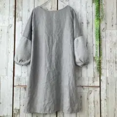☆レイカズン☆ワンピース チュニック 袖ボア グレー 長袖 微起毛 ボートネックのサムネイル