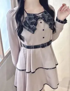 evelyn ビッグリボンティアードワンピース ピンク