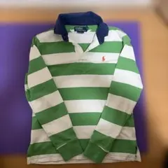 Polo by Ralph Lauren 緑白ストライプ ポロシャツ S
