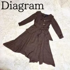 ダイアグラム　グレースコンチネンタル　ダブルボタンベルトワンピース　ウール