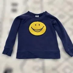 F.O.KIDSスマイリーフェイス刺繍裏起毛トレーナー 120cm ネイビー