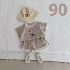 韓国製 セットアップ くまさん Tシャツ パンツ 韓国キッズ ブラウン 90のサムネイル