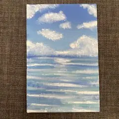 y46「海と青空」アクリル画 手描き原画 キャンバス